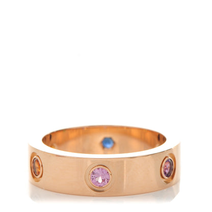 Cartier 18K Pink Gold Sapphire Garnet Amethyst 5.5mm LOVE Ring 54 6.75 1 of 6
