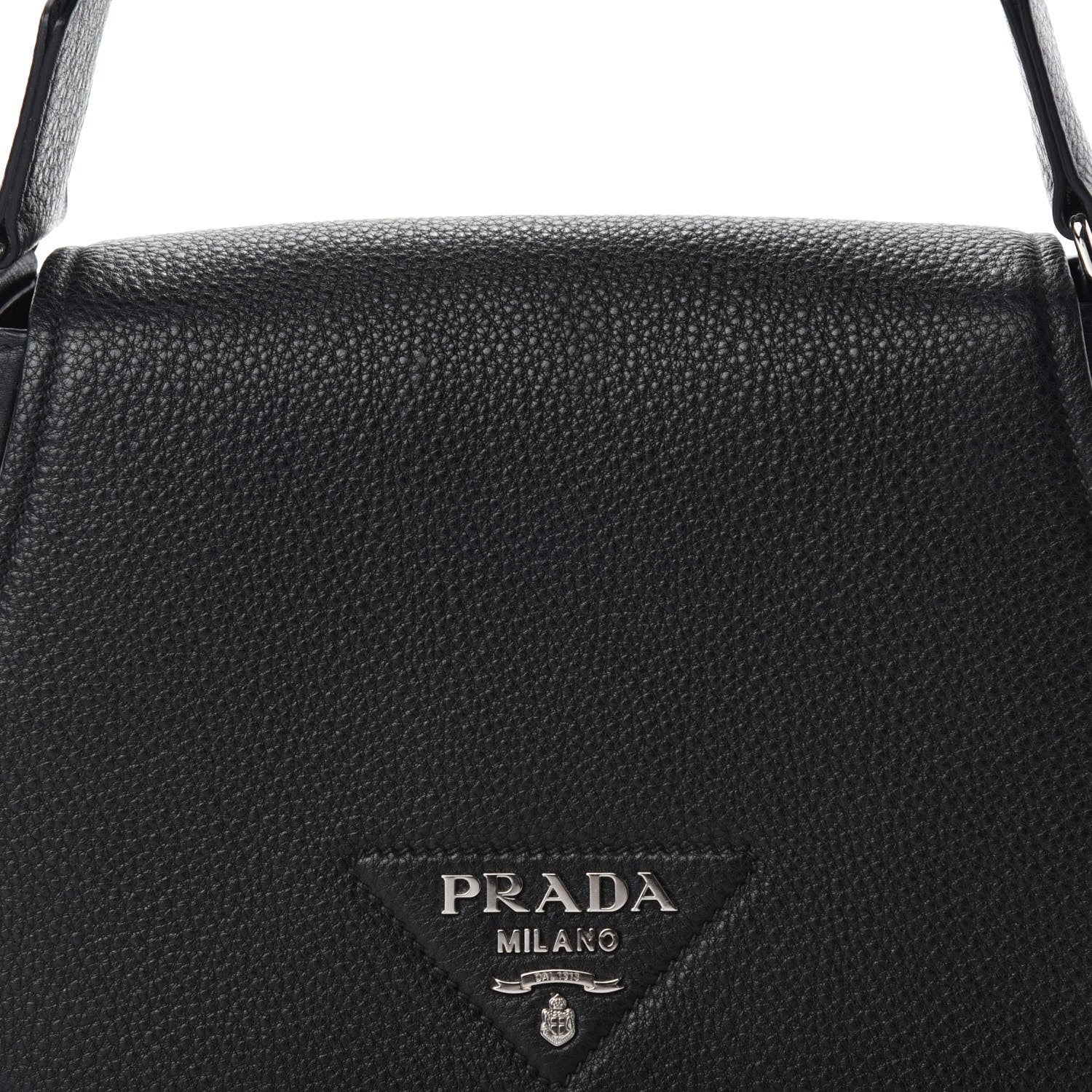 Prada Vitello Daino Soft Shoulder Flap Bag Black 10 of 10