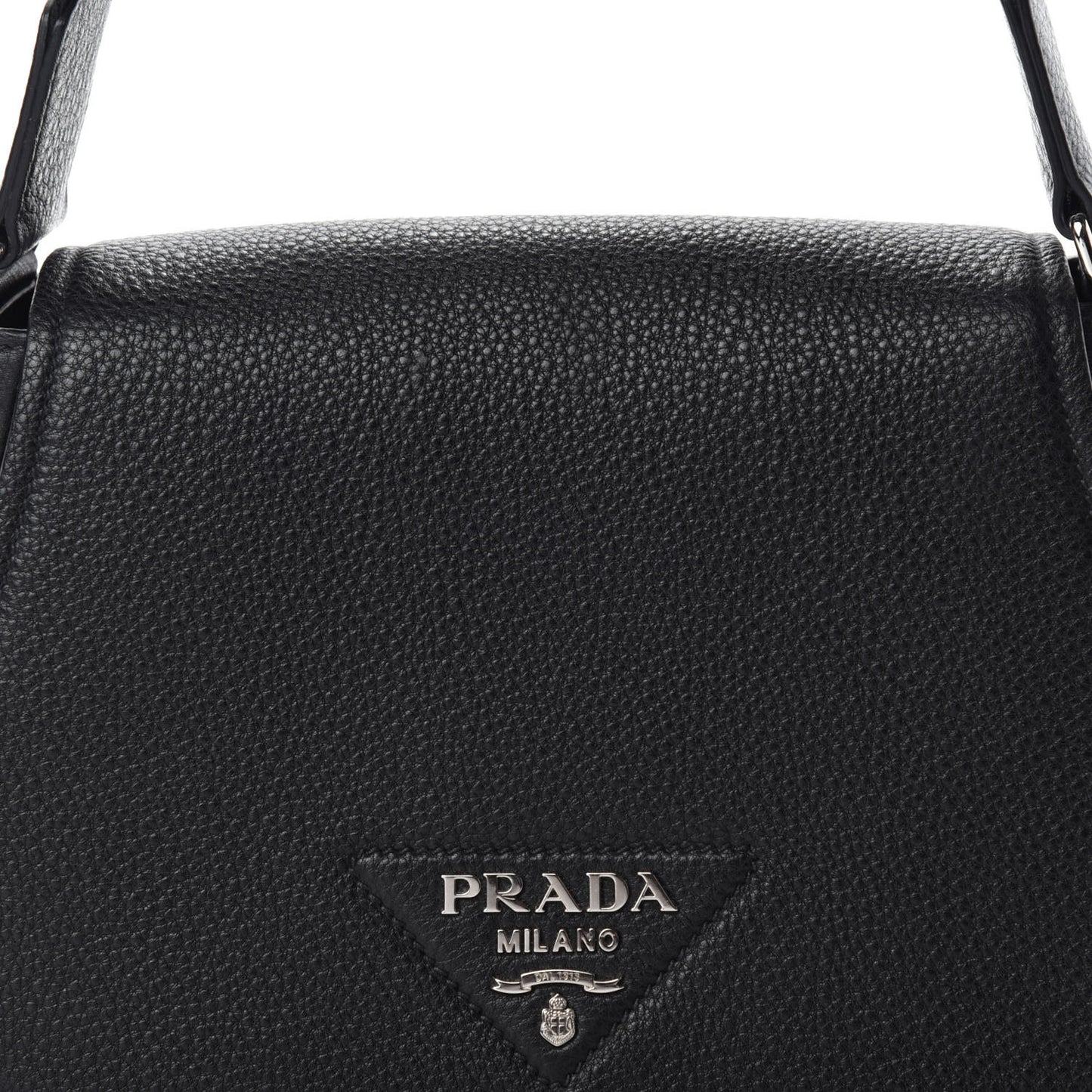 Vitello Daino Soft Shoulder Flap Bag Black
