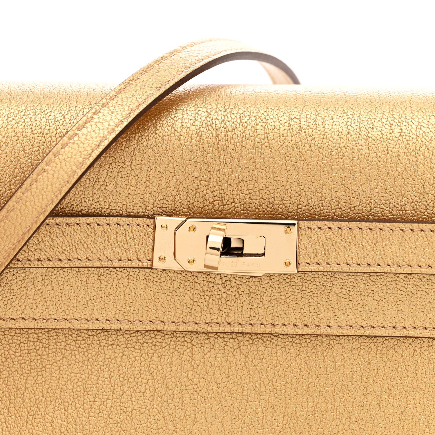 Hermes Metallic Chevre Chamkilight Kelly Wallet To Go Dore 8 of 11