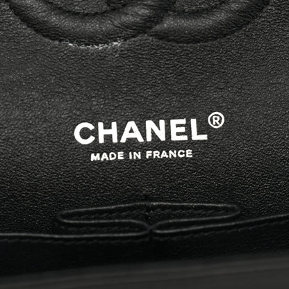 Chanel Satin Airline Printed Medium Double Flap Black White 11 of 19