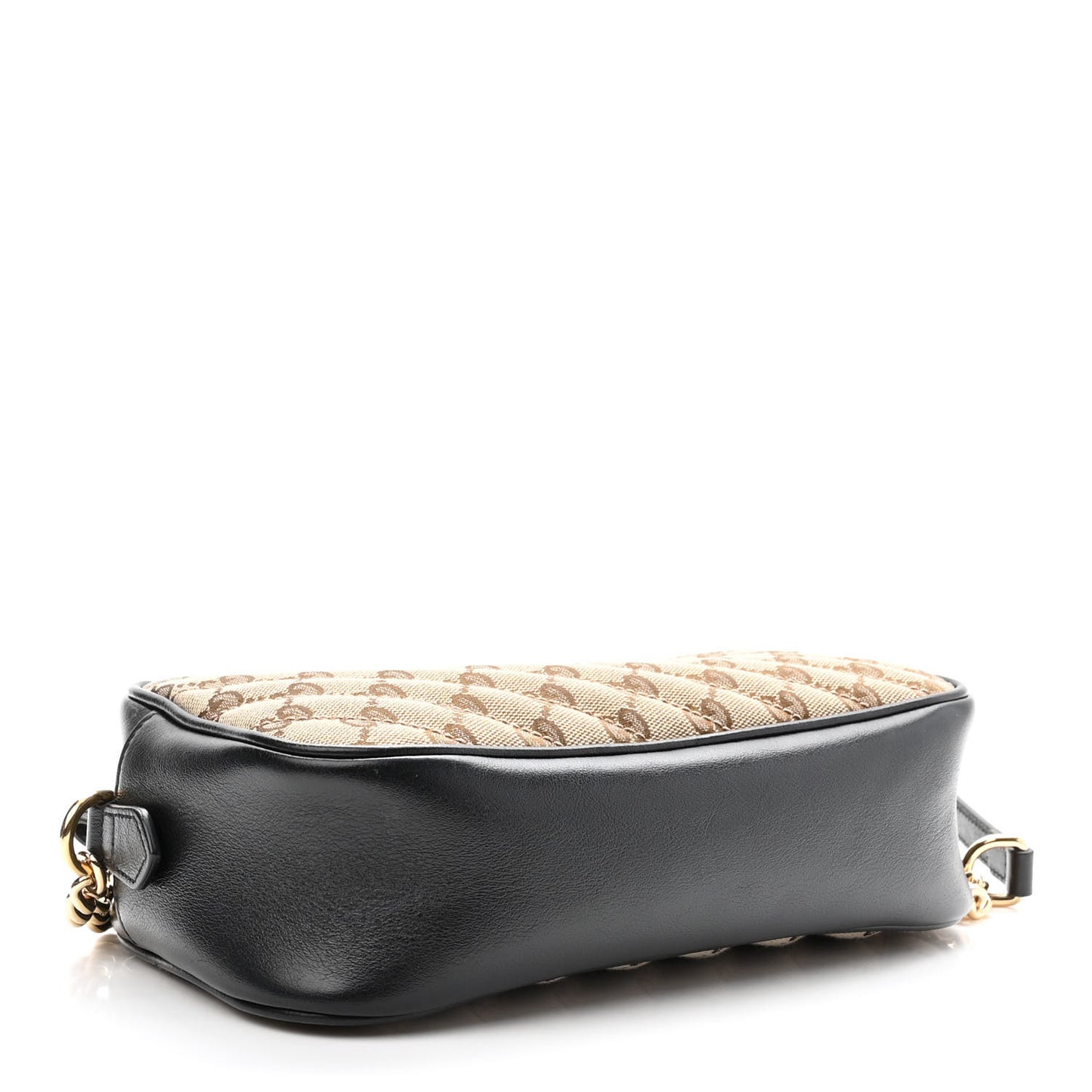 Monogram Matelasse Diagonal Small GG Marmont Chain Shoulder Bag Beige Black