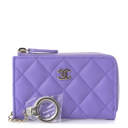 Chanel Caviar Quilted Zipped Key Holder Case Purple 1 of 8