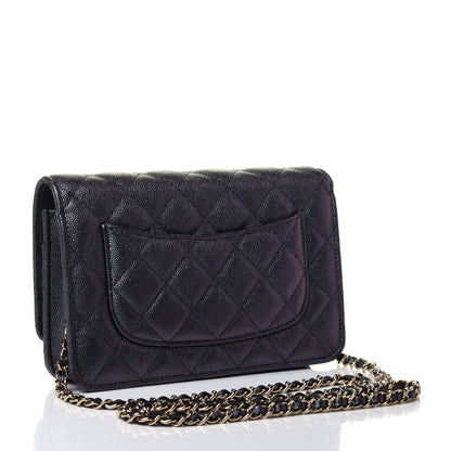 Chanel Iridescent Caviar Quilted Wallet On Chain WOC Green 2 of 4