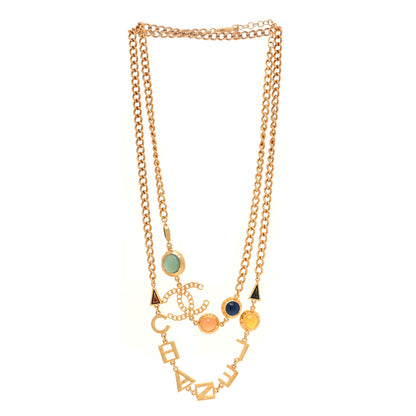 Chanel Beaded Crystal Logo CC Necklace Gold Multi 3 of 4