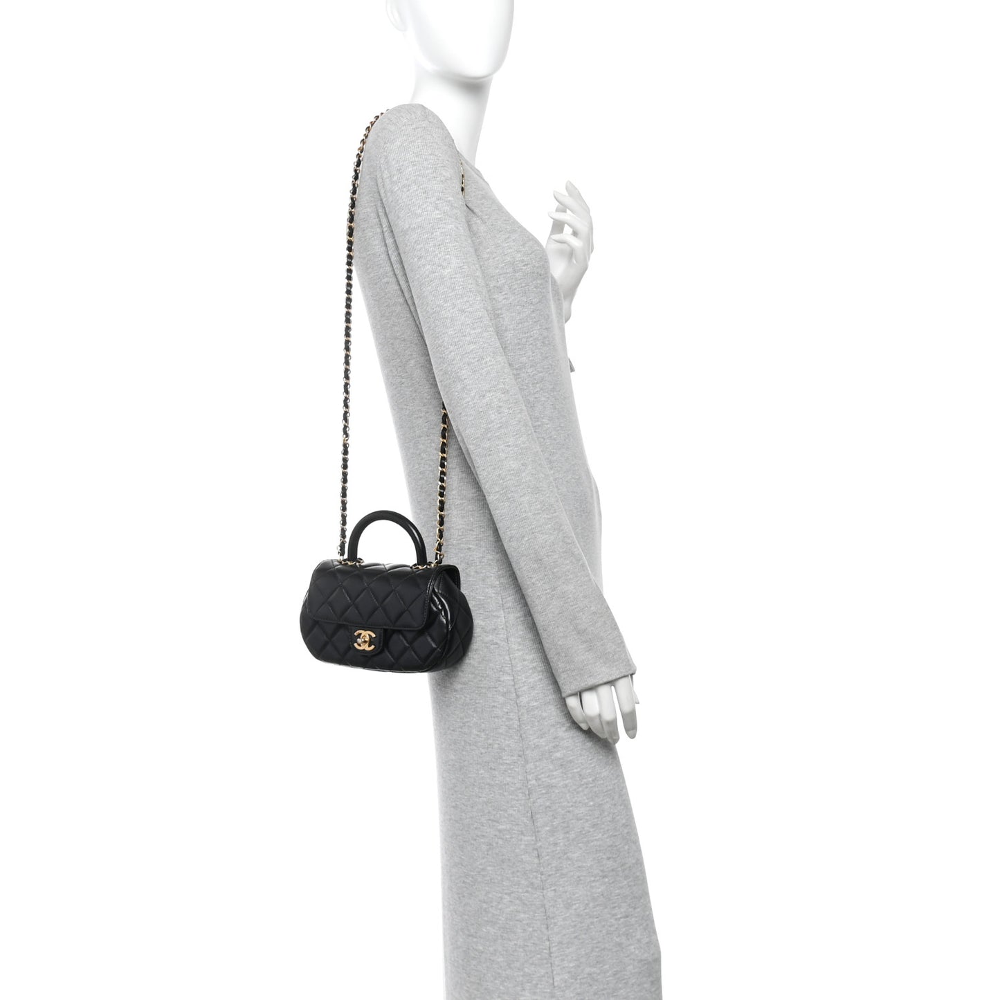 Lambskin Quilted Baywatch Top Handle Flap Black