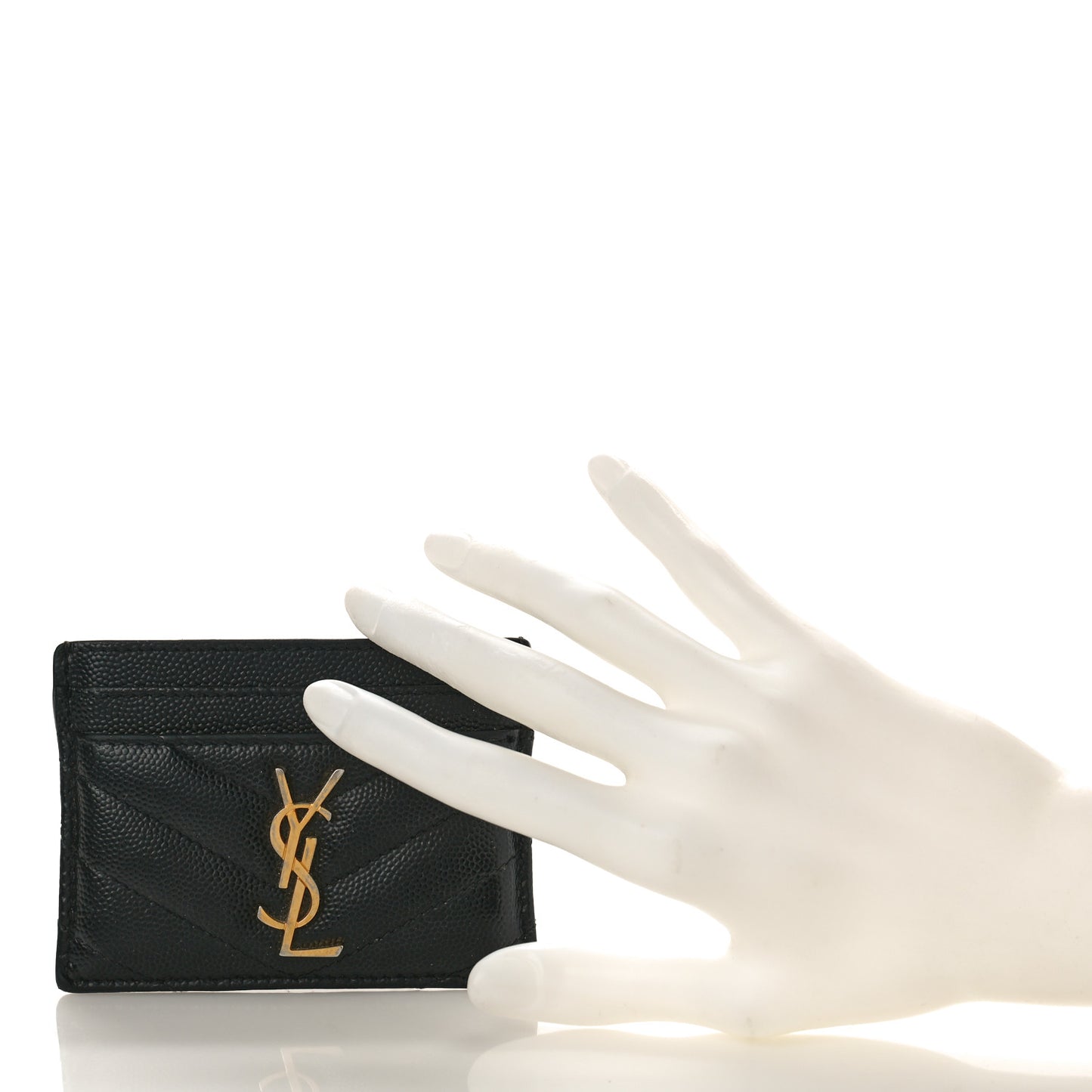 Grain De Poudre Matelasse Chevron Monogram Credit Card Case Black