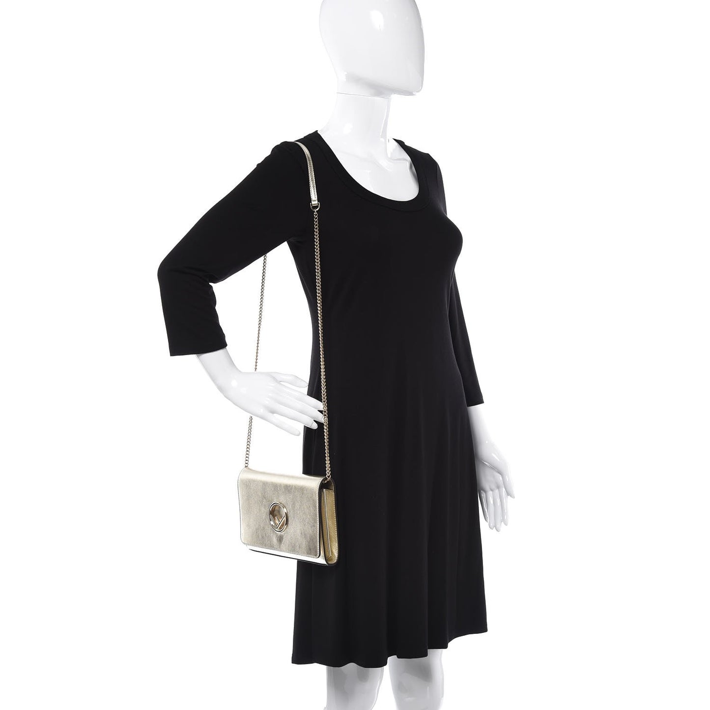 Vitello Catalan Mirror F is Fendi Wallet on Chain Champagne