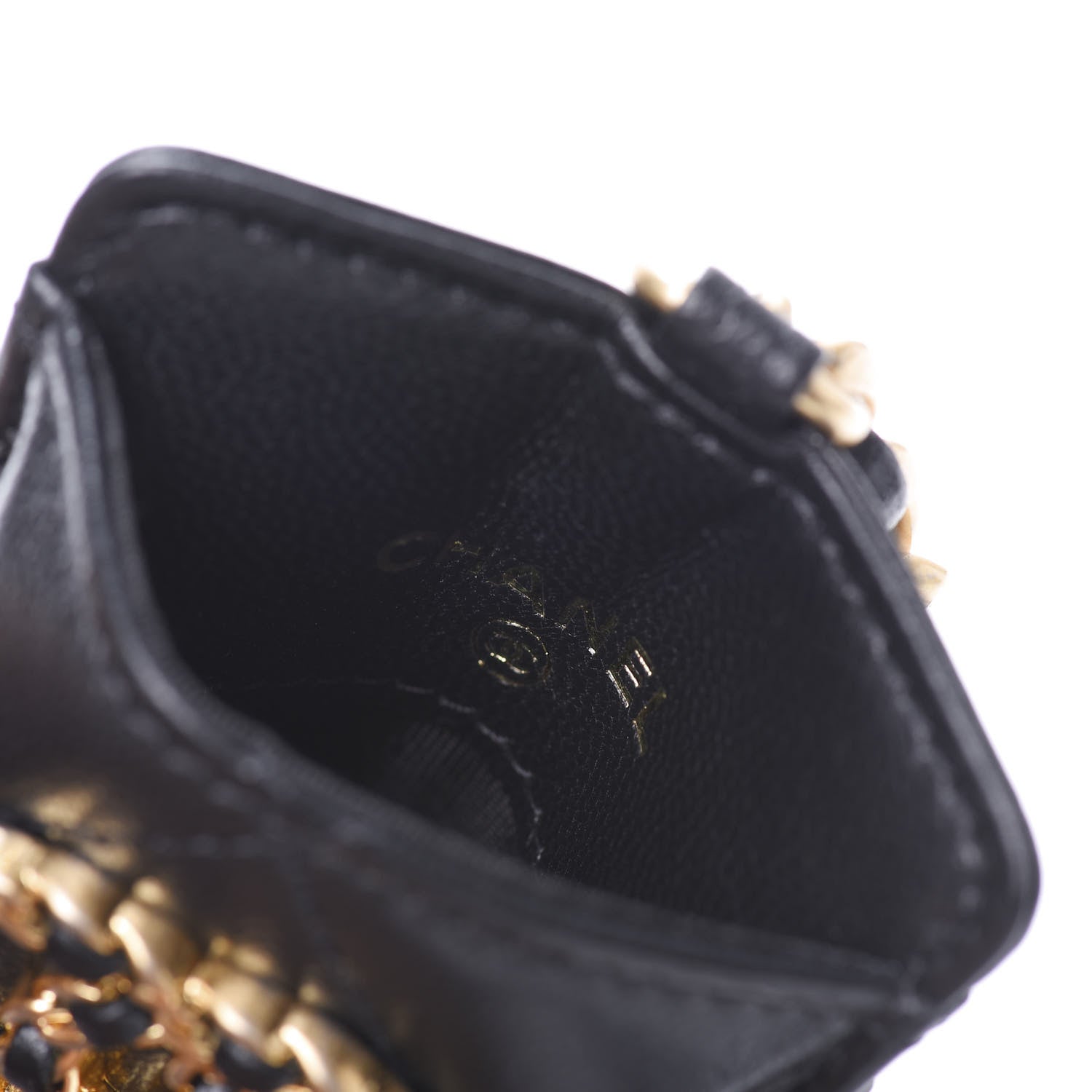 Chanel Goatskin Quilted 19 Card Holder On Chain Black 4 of 5