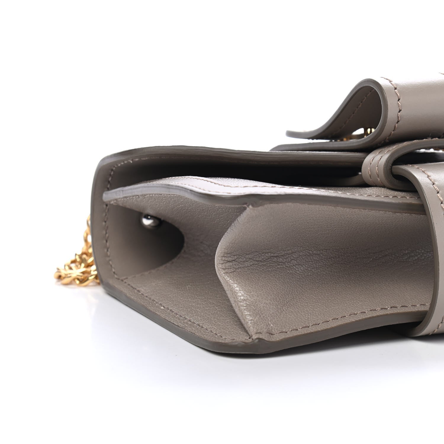 Chloe Shiny Goatskin Calfskin Aby Chain Shoulder Bag Motty Grey 8 of 9