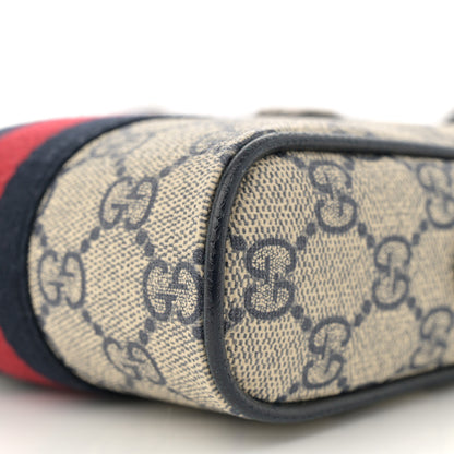Gucci GG Supreme Monogram Textured Calfskin Web Mini Ophidia Messenger Beige Blue 10 of 10