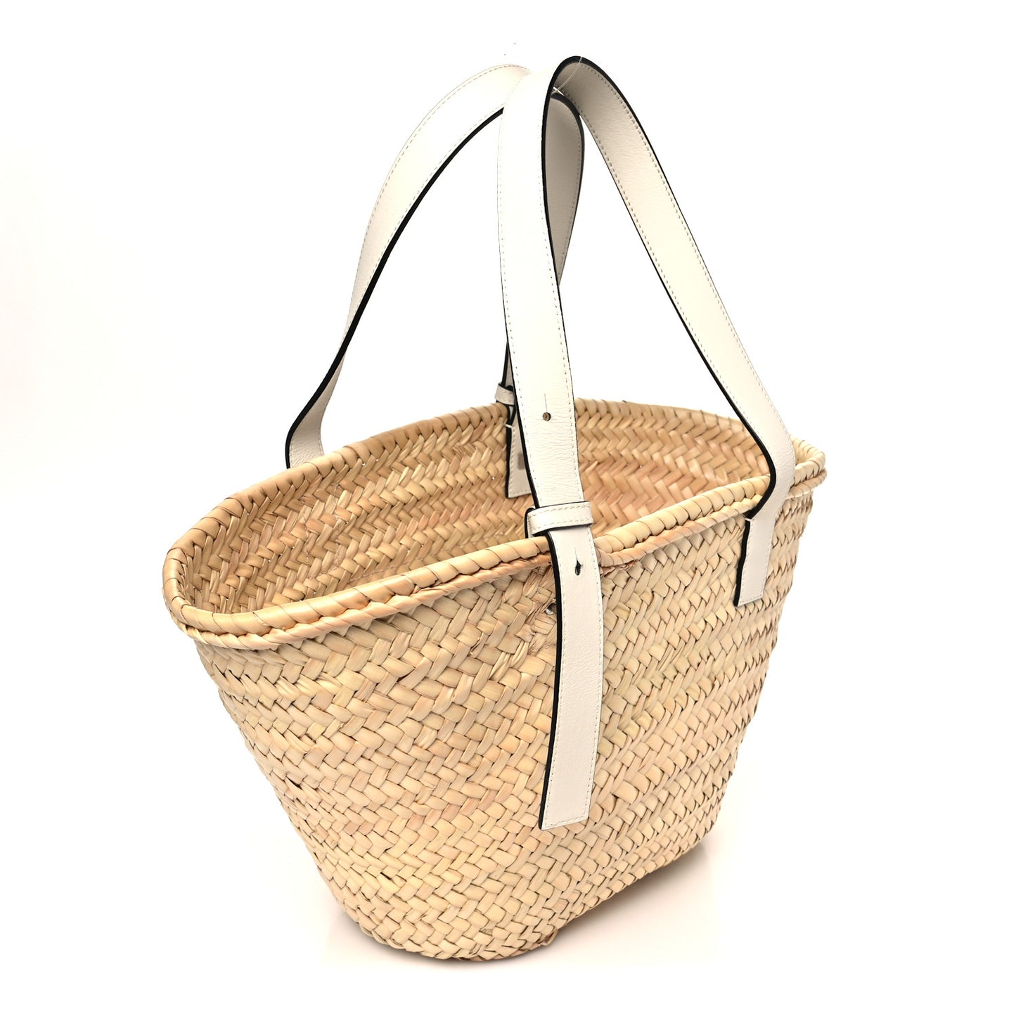 Raffia Basket Tote Bag Natural White