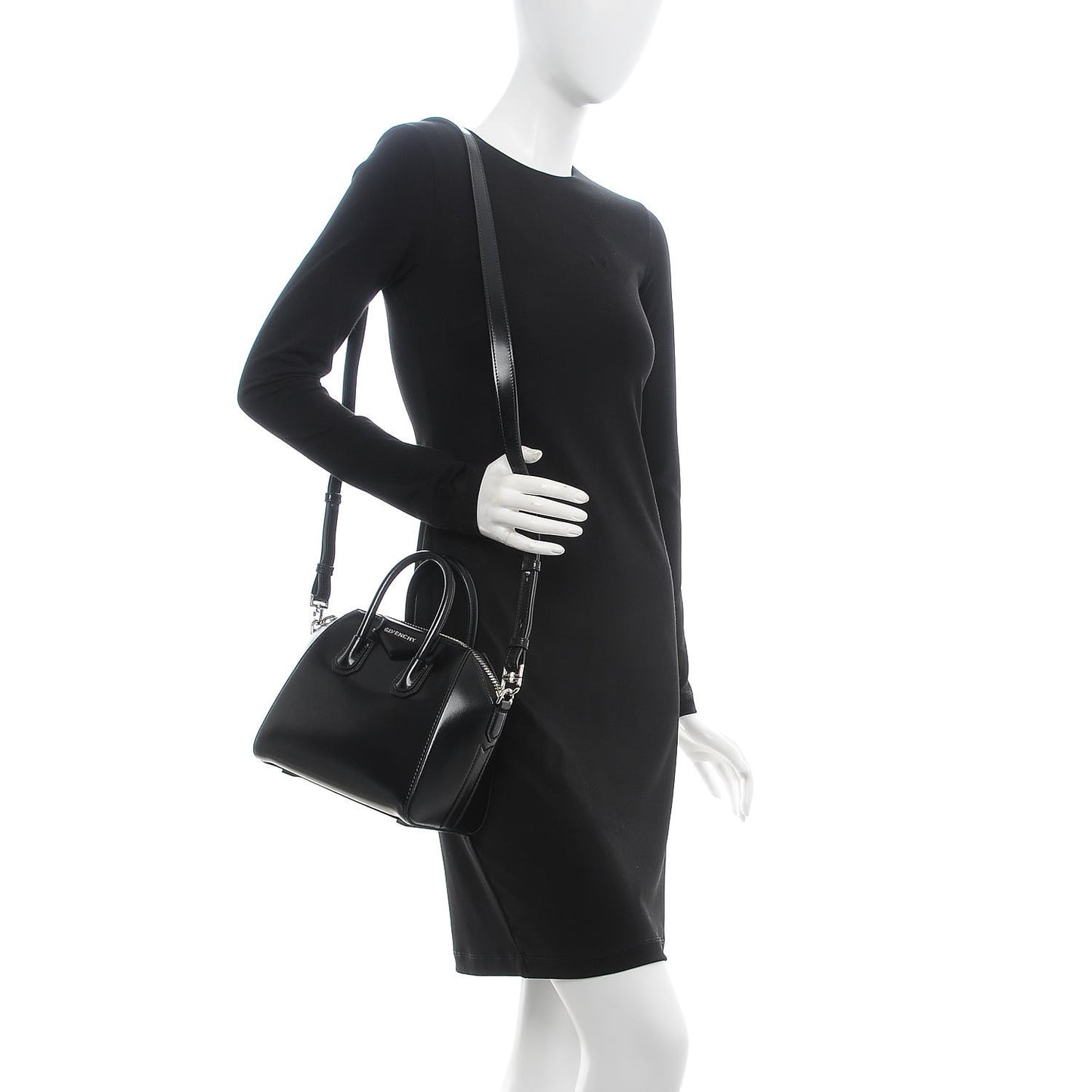 Shiny Lord Calfskin Mini Antigona Black
