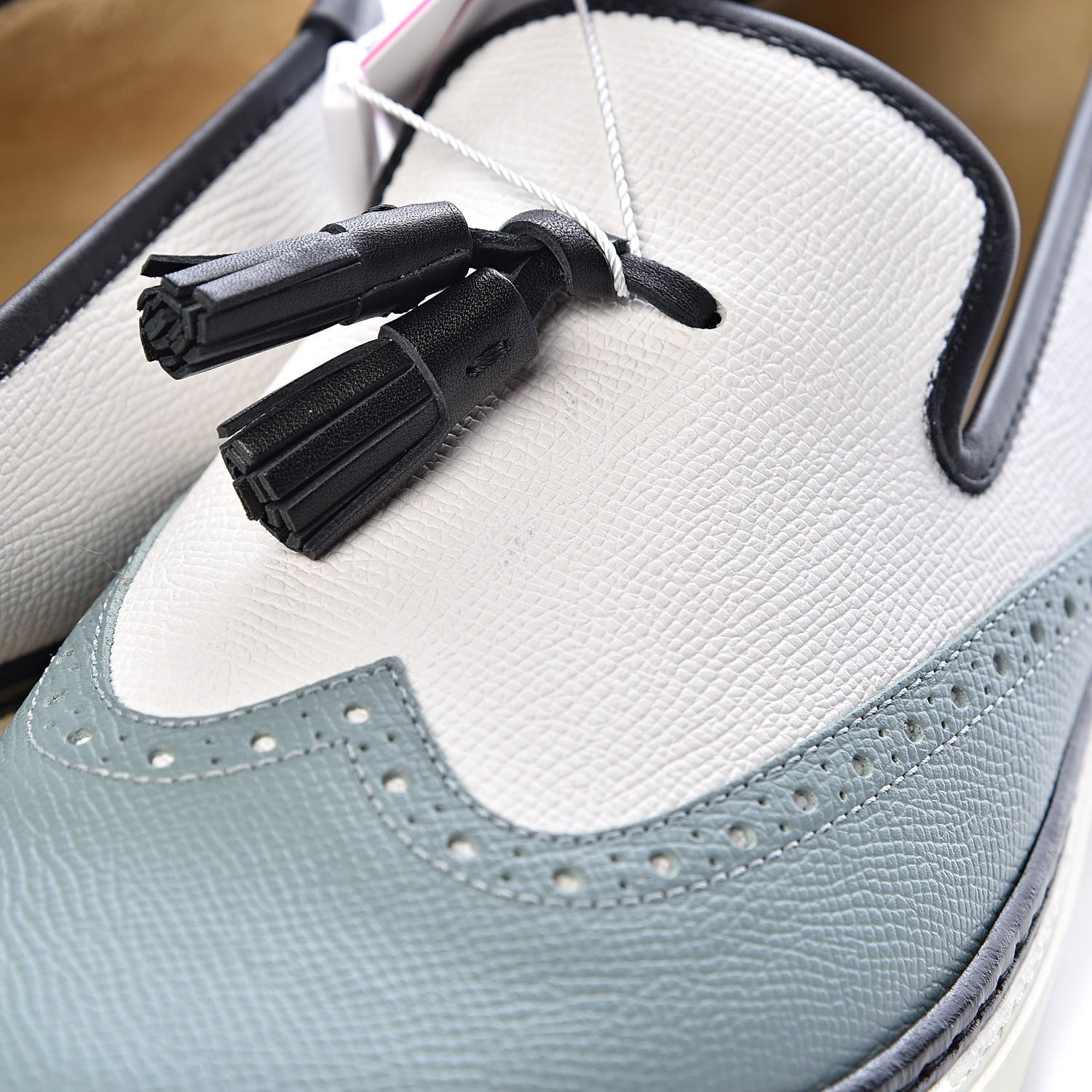 Hermes Epsom Calfskin Mens Must Sneakers 41.5 Celadon Black White 10 of 14