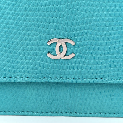 Chanel Lizard Wallet on Chain WOC Turquoise 14 of 14