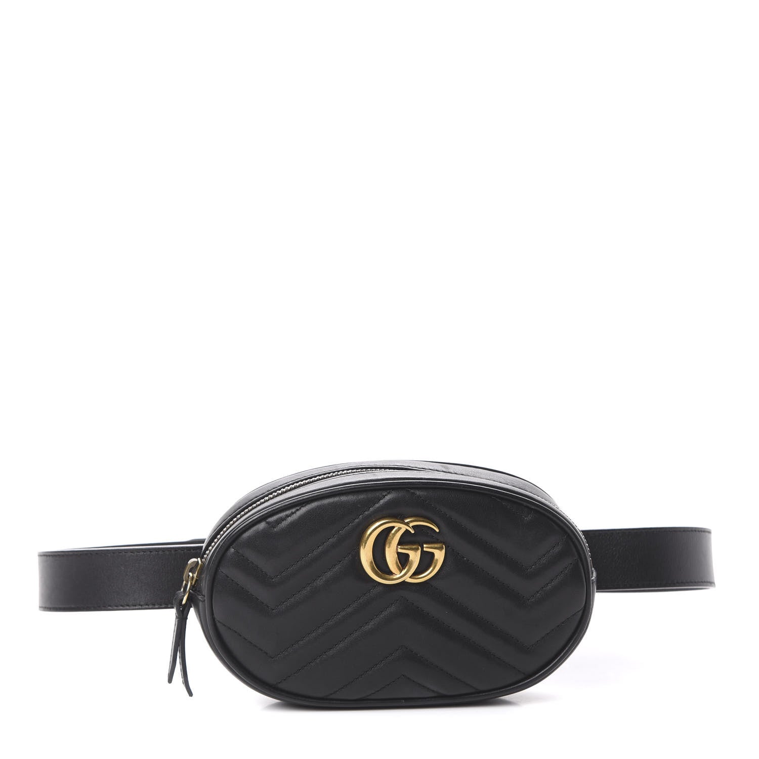 Gucci Calfskin Matelasse GG Marmont Belt Bag 85 34 Black 1 of 7