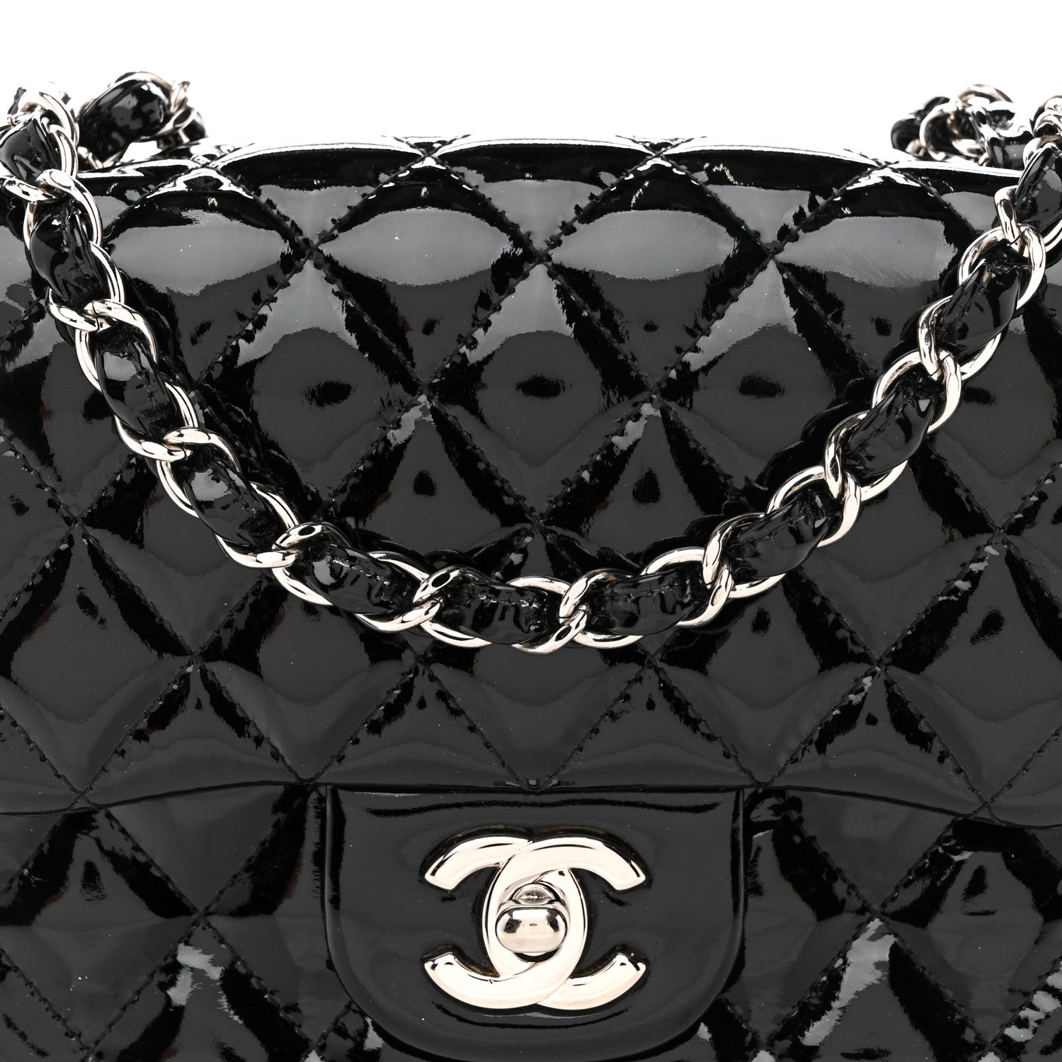 Chanel Patent Calfskin Quilted Mini Square Flap Black 8 of 13