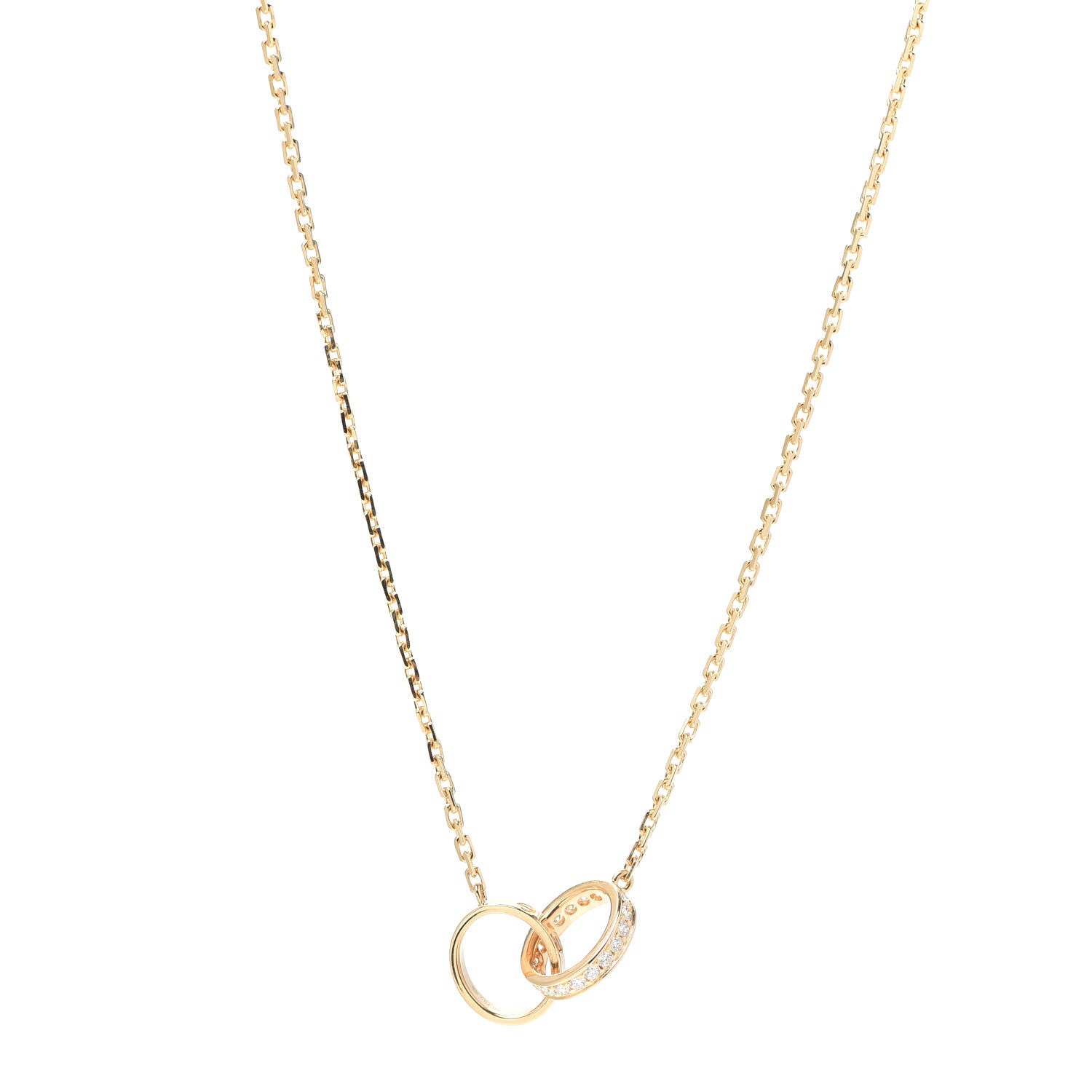 Cartier 18K Yellow Gold Diamond Interlocking LOVE Necklace 1 of 7