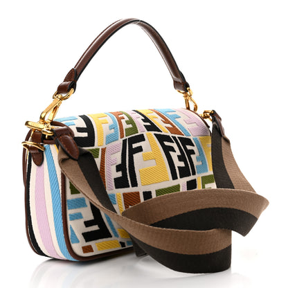 Fendi X SARA COLEMAN Canvas Vitello King Seta FF Fish Eye Embroidered Baguette Grezzo Multicolor Ghianda 3 of 11