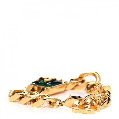 Chanel Pearl CC Chain Link Bracelet Green Gold 4 of 5