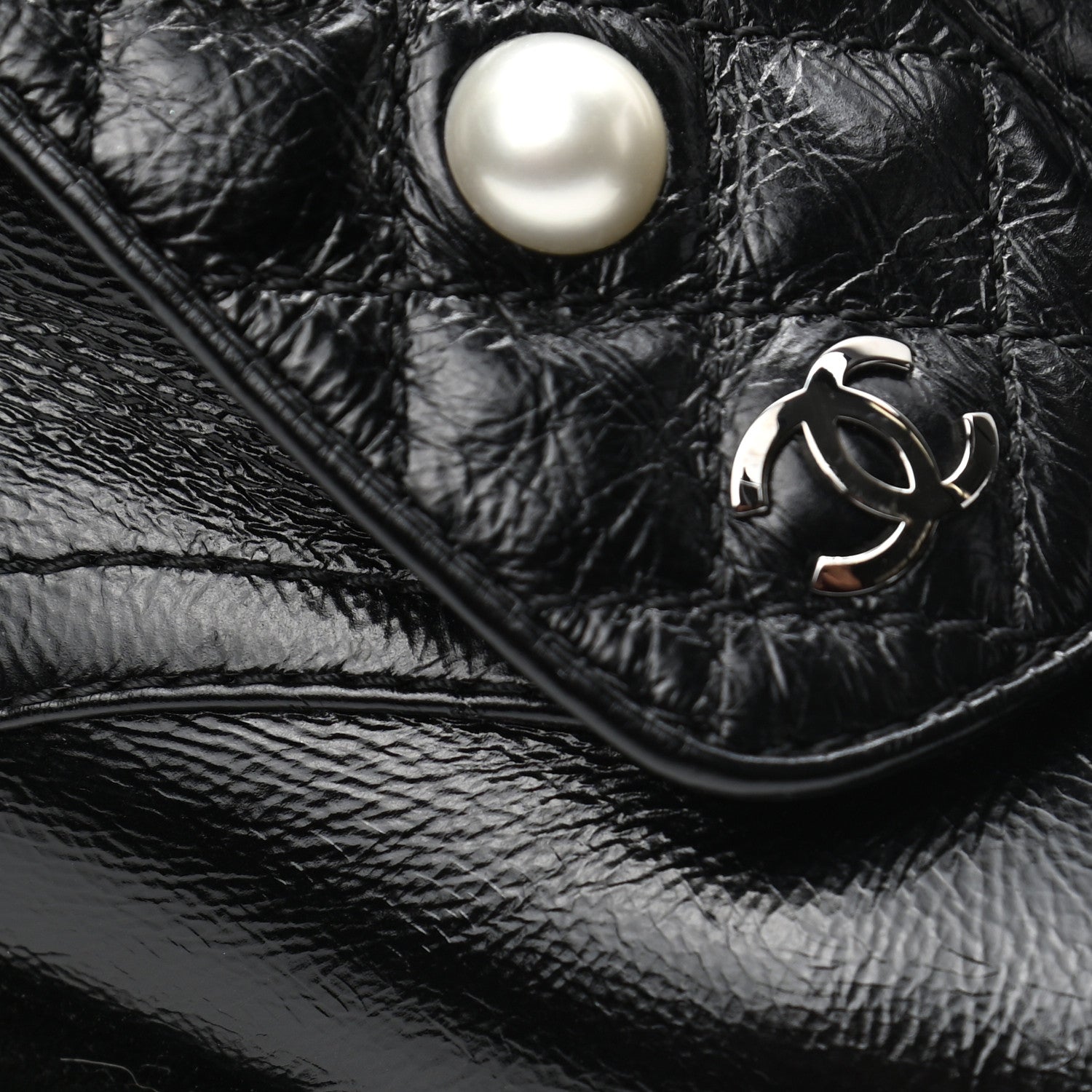 Chanel Crackled Calfskin Velvet Pearl Combat Short Boots 35.5 Black 9 of 9