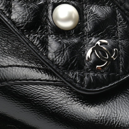 Chanel Crackled Calfskin Velvet Pearl Combat Short Boots 35.5 Black 9 of 9