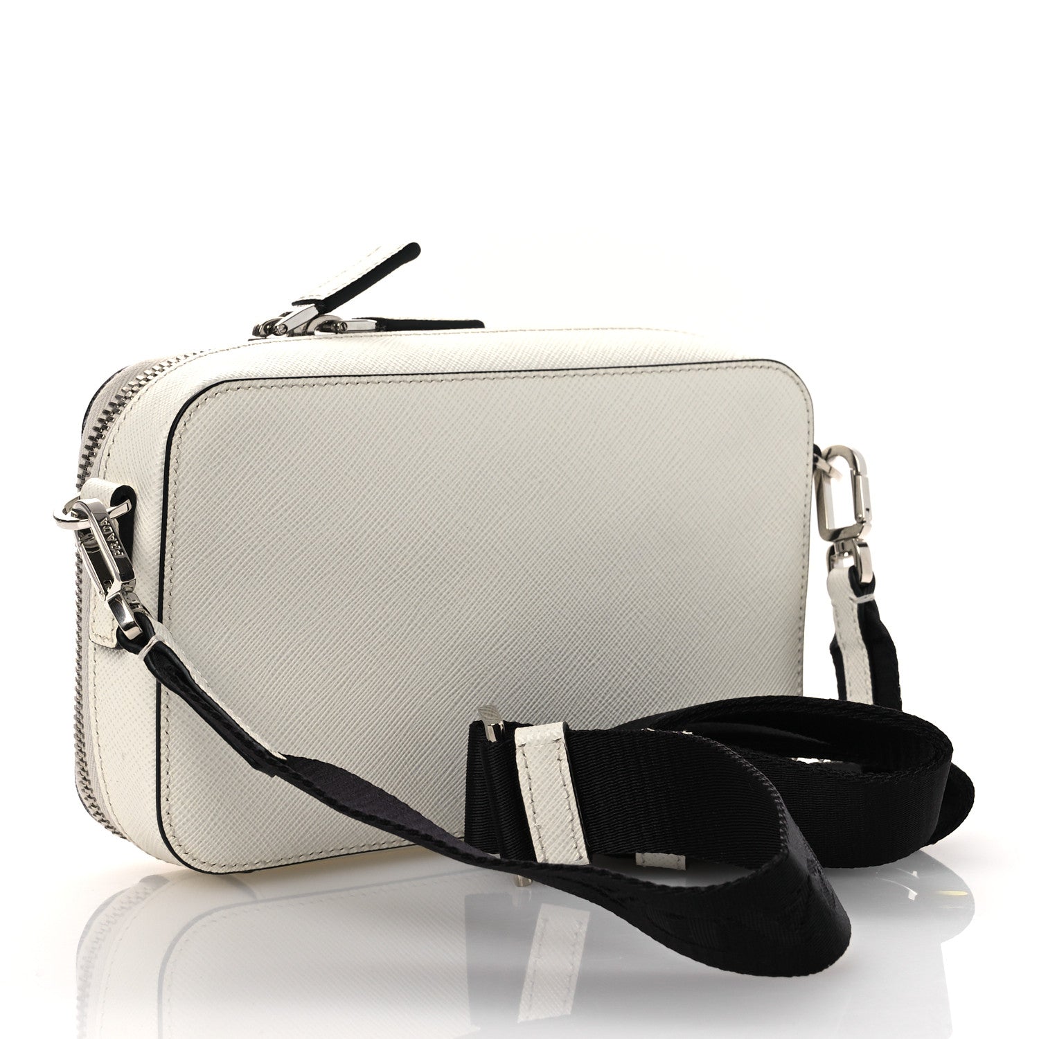 Prada Saffiano Travel Small Brique Crossbody Bag White 3 of 9