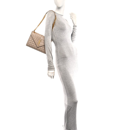 Saint Laurent Grain De Poudre Textured Mixed Matelasse Medium Triquilt Monogram Satchel Dark Beige 2 of 11