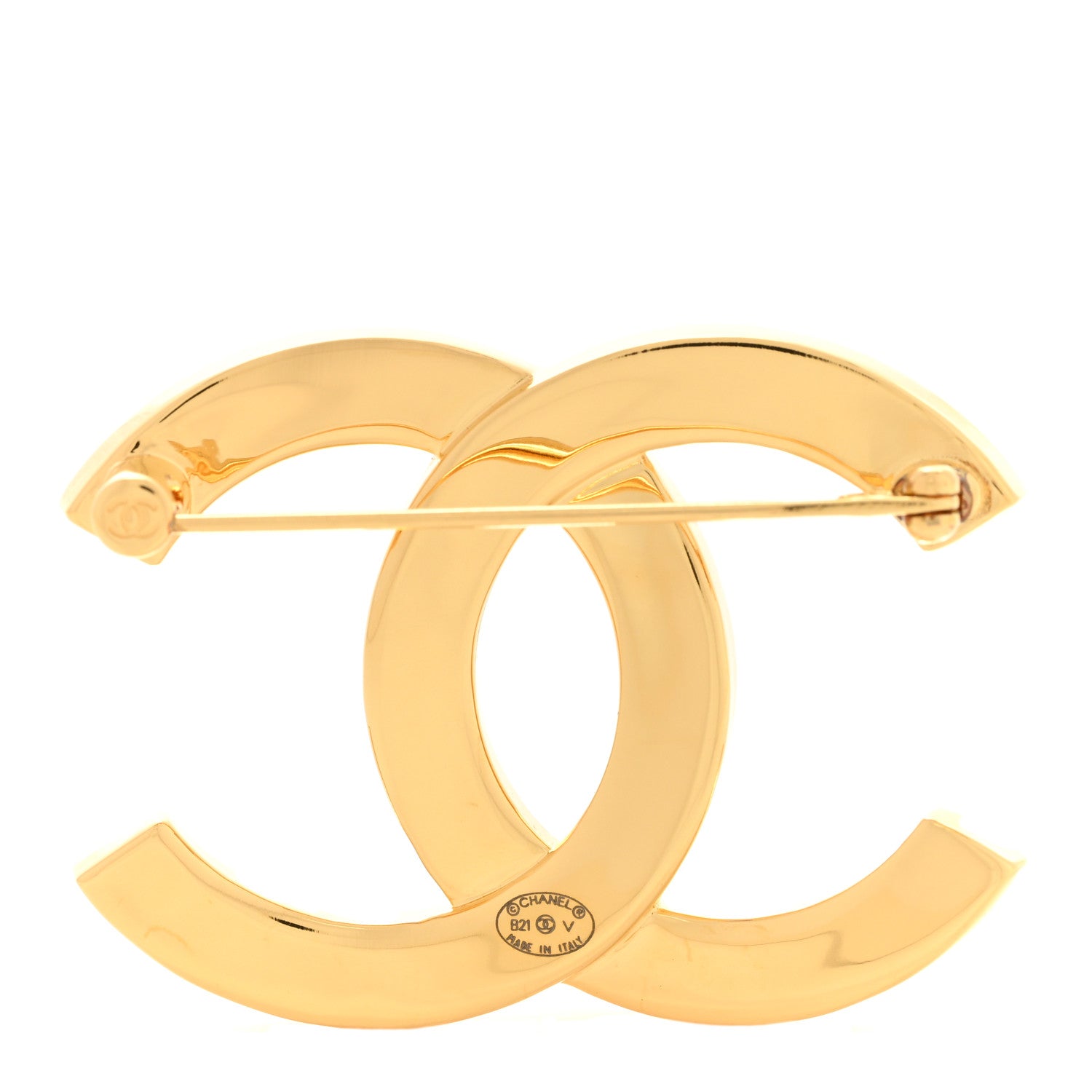 Chanel Metal Paris Button CC Large Brooch Gold 3 of 4