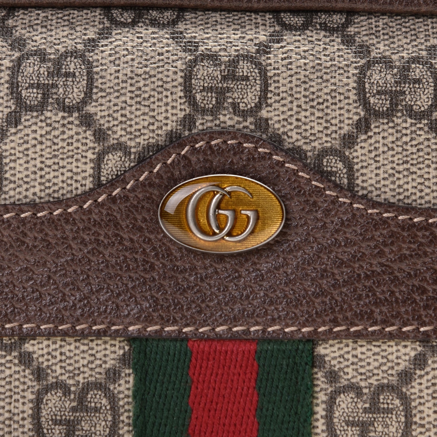 Gucci GG Supreme Monogram Ophidia Phone Case Wristlet Brown 9 of 10