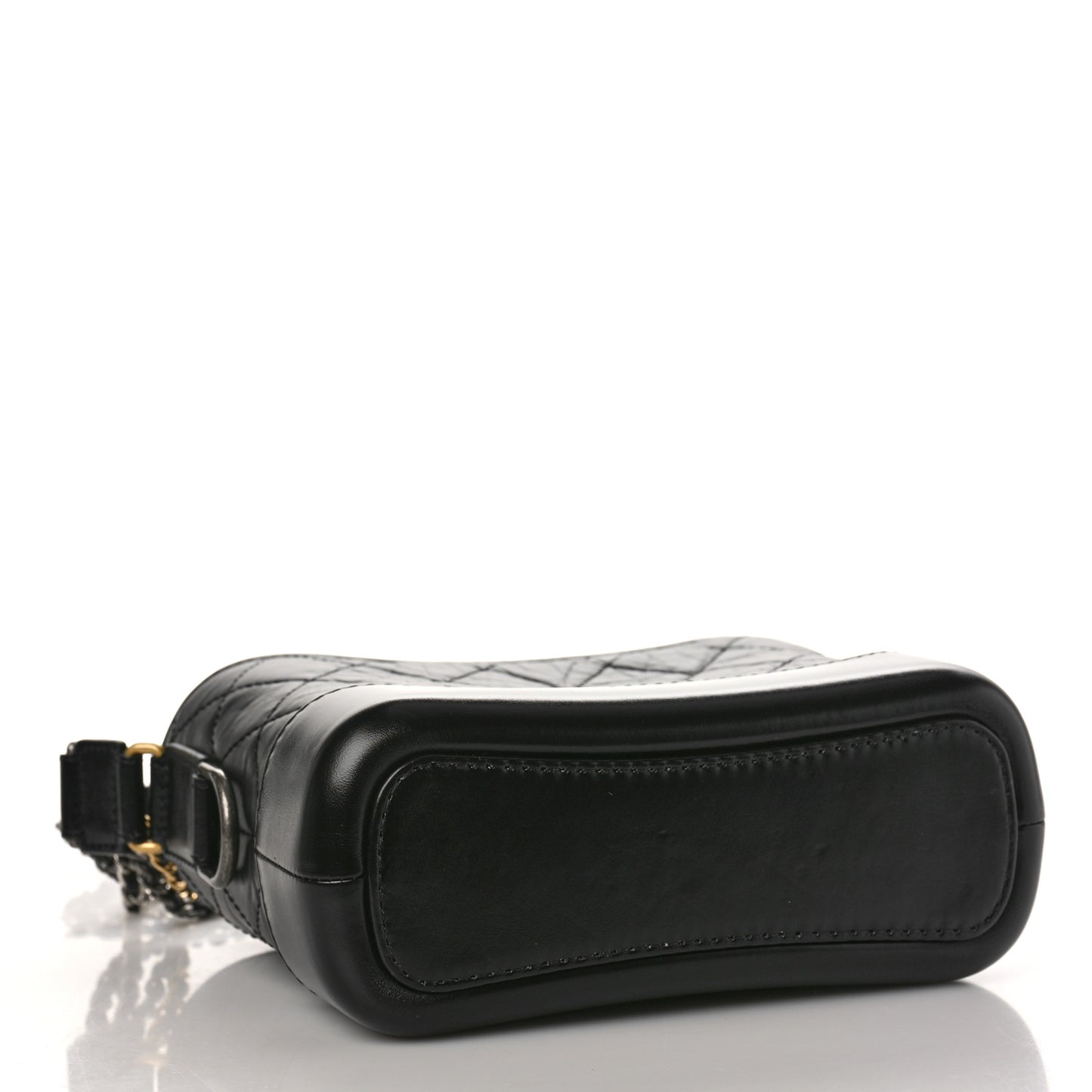 Aged Calfskin Quilted Small Gabrielle Hobo Black