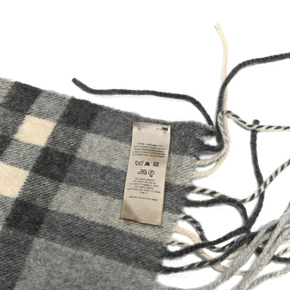 Burberry Cashmere Giant Check Fringe Scarf Pale Grey 4 of 4