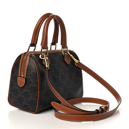 Celine Triomphe Canvas Calfskin Small Boston Bag Tan 3 of 6