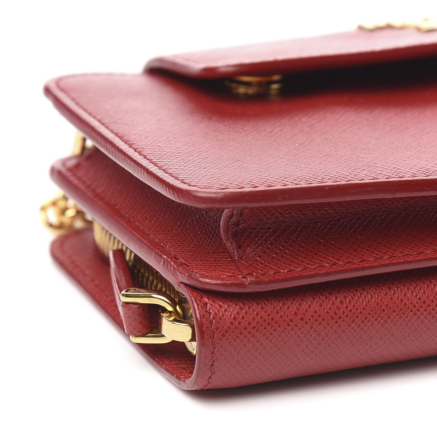 Saffiano Chain Wallet Fuoco