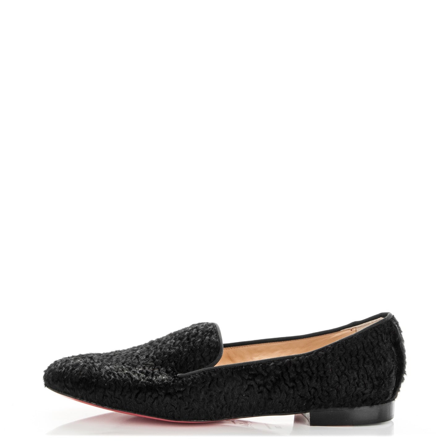 Curly Calf Hair Sakouette Flat Loafers 39 Black