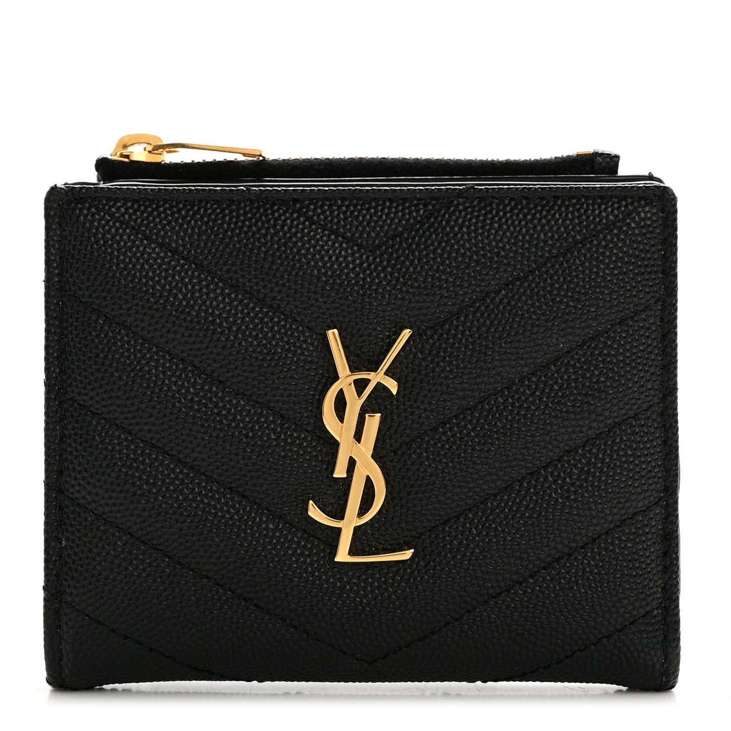 Grain De Poudre Matelasse Chevron Monogram Zipped Card Case Black