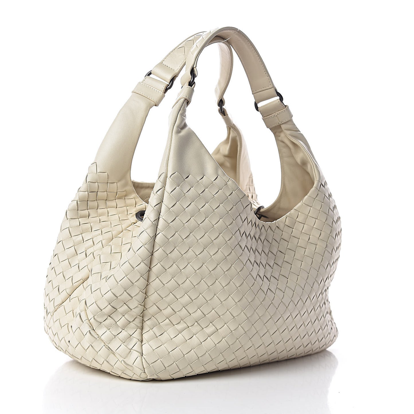 Intrecciato Nappa Medium Campana Hobo Bianca