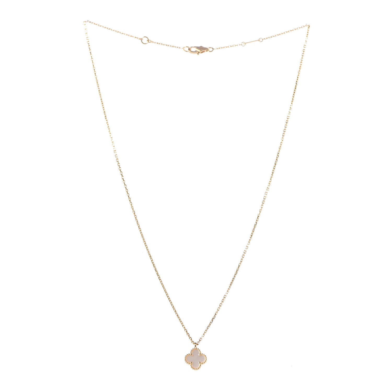 Van Cleef & Arpels 18K Yellow Gold Mother of Pearl Sweet Alhambra Pendant Necklace 3 of 6