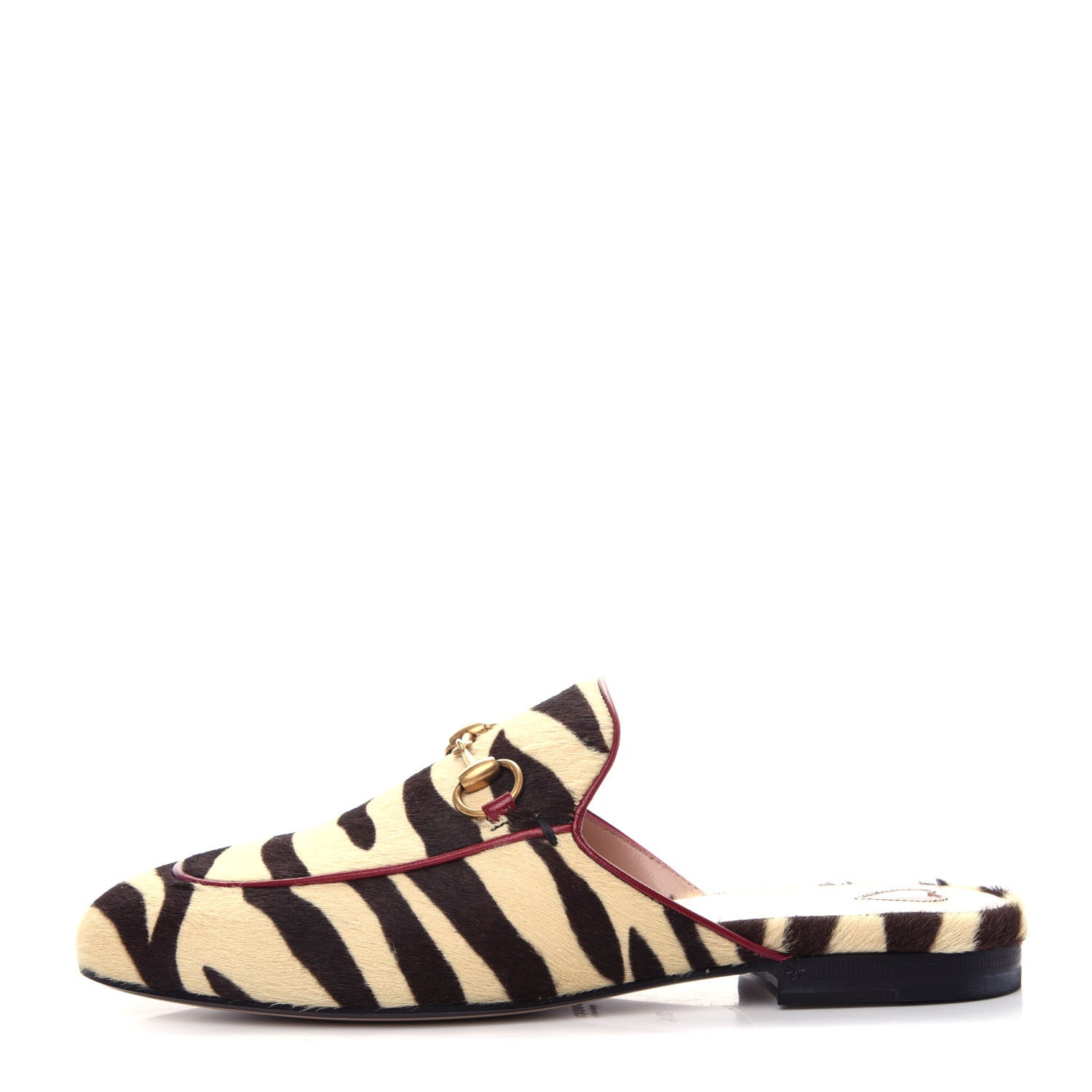 Gucci Calf Hair Tiger Print Womens Princetown Slippers 35.5 Natural Black Romantic Cherry 1 of 12