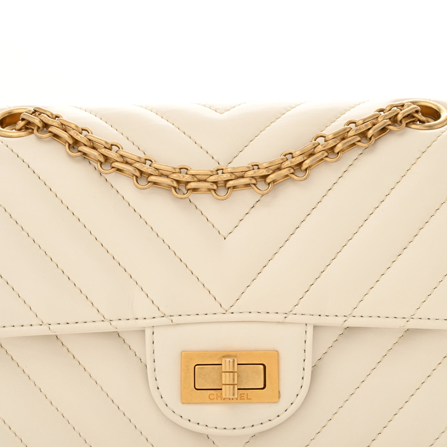 Chanel Aged Calfskin Chevron Quilted 2.55 Reissue Mini Flap White 8 of 11