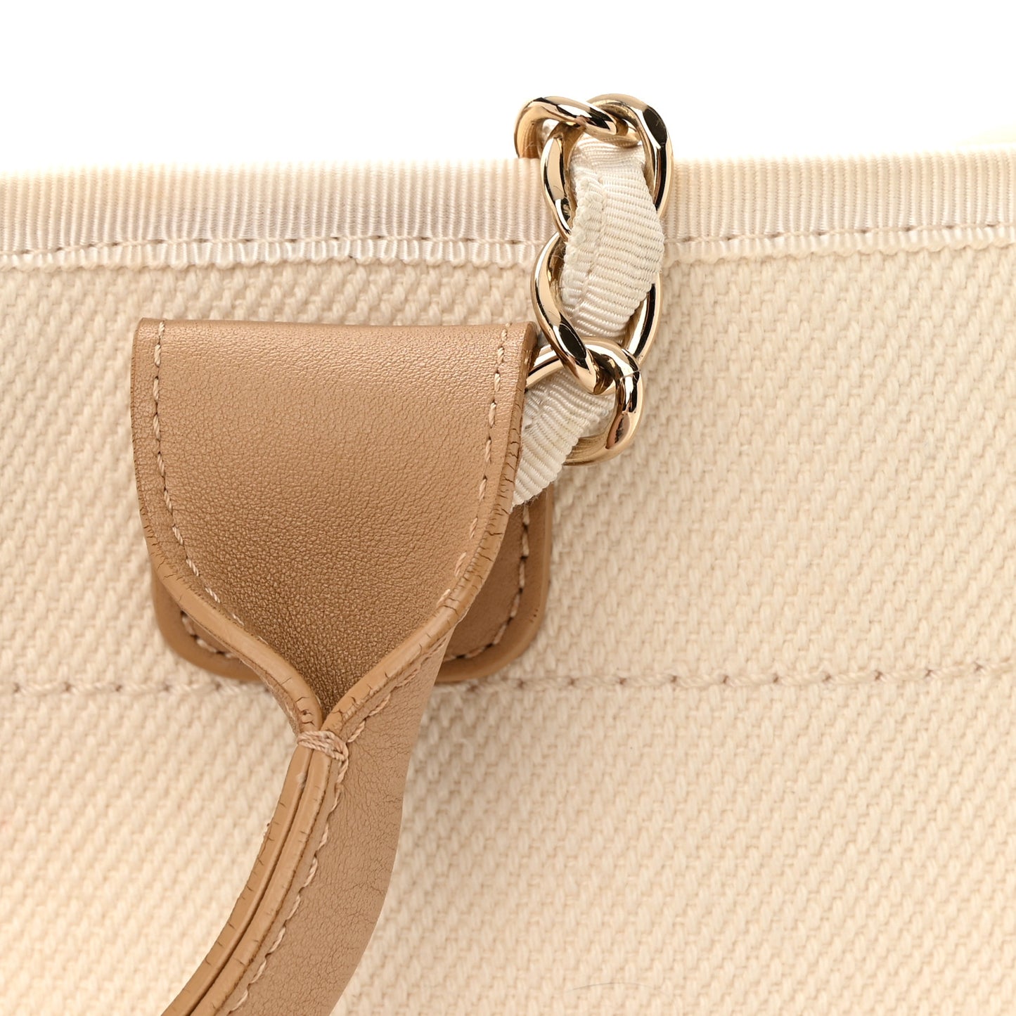 Canvas Pearl Medium Deauville Tote Ecru Beige