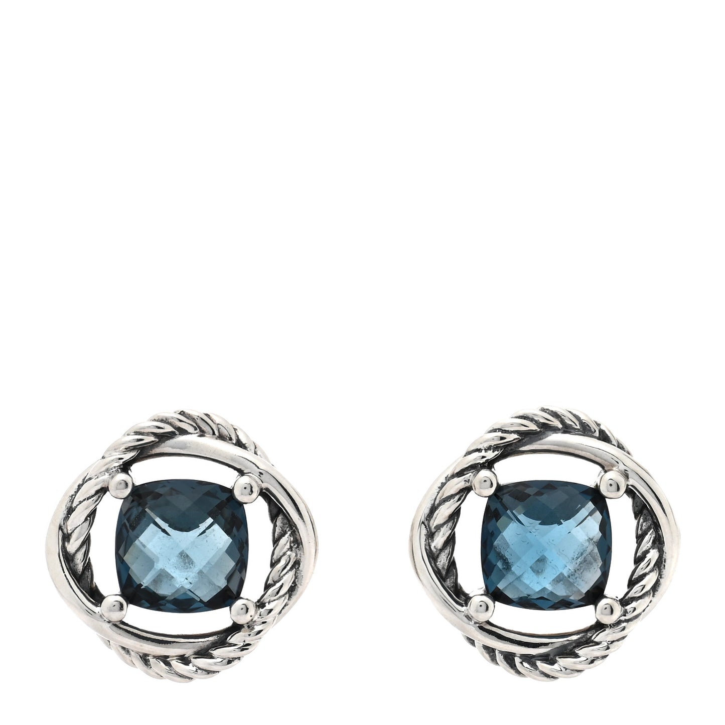 Sterling Silver Hampton Blue Topaz 7mm Infinity Earrings