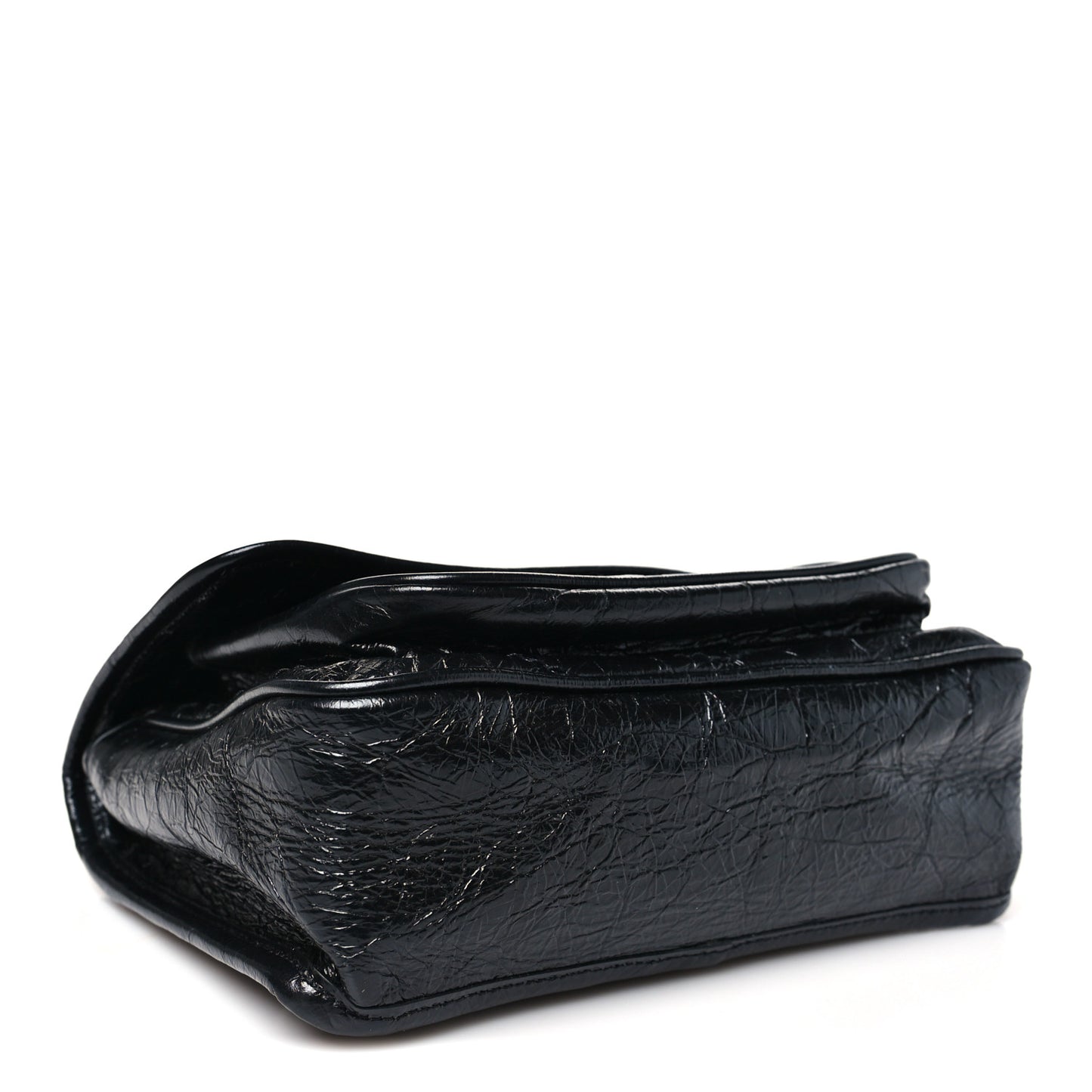 Crinkled Calfskin Matelasse Monogram Baby Niki Chain Satchel Black