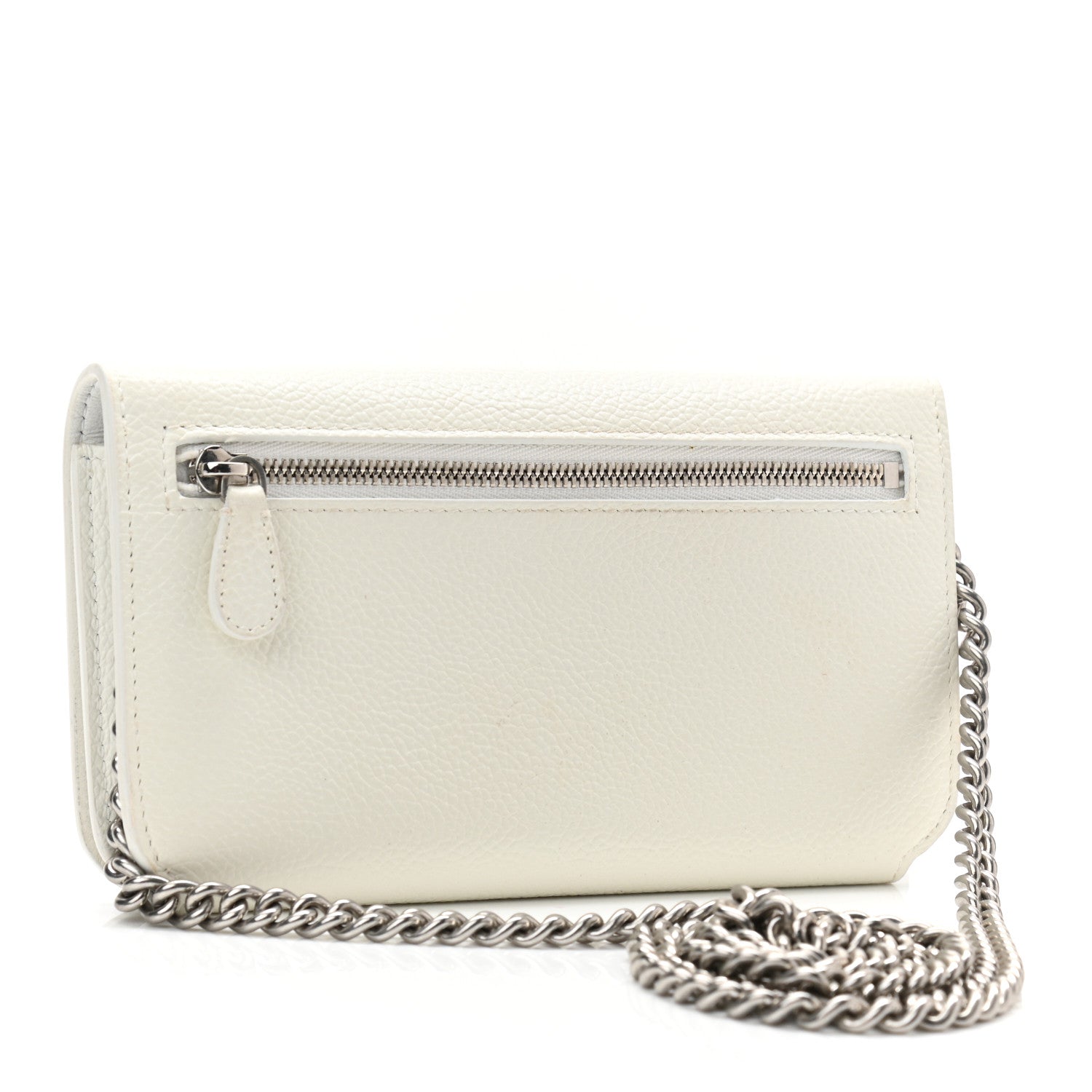 Balenciaga Grained Calfskin Logo Cash Phone Holder Wallet On Chain White Fluo Pink 3 of 9
