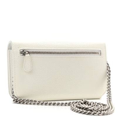 Balenciaga Grained Calfskin Logo Cash Phone Holder Wallet On Chain White Fluo Pink 3 of 9