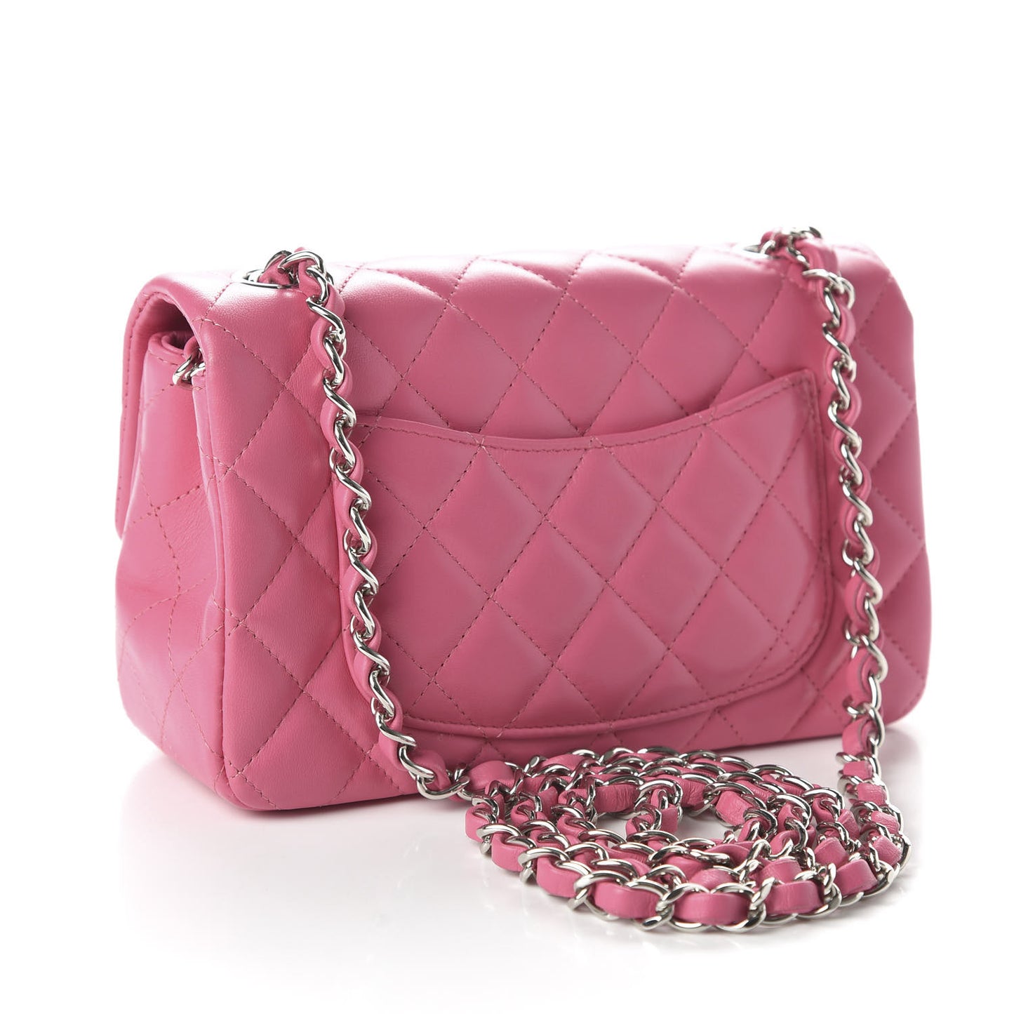 Lambskin Quilted Mini Rectangular Flap Pink