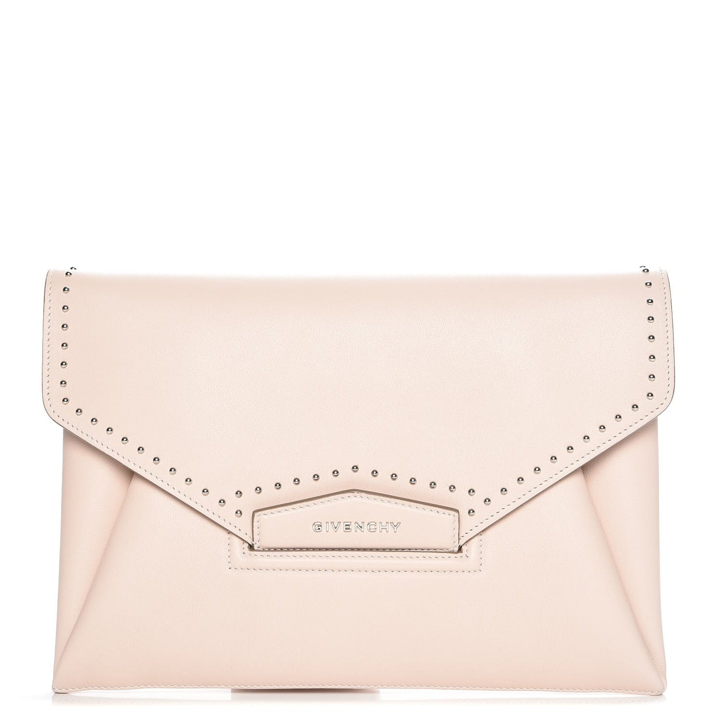 Smooth Calfskin Medium Antigona Studded Envelope Clutch Nude Pink