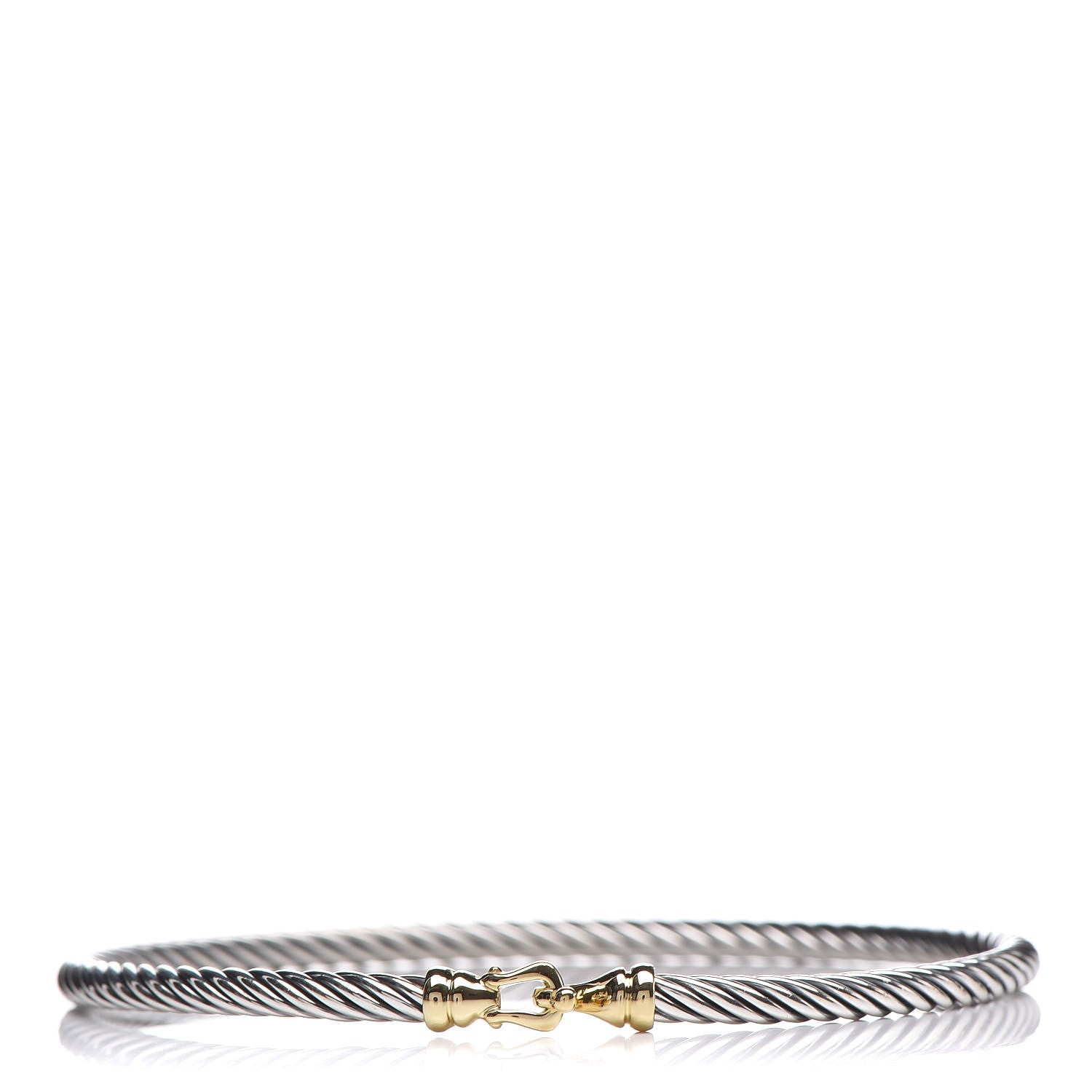 David Yurman Sterling Silver 18K Yellow Gold 3mm Cable Buckle Bracelet 1 of 4