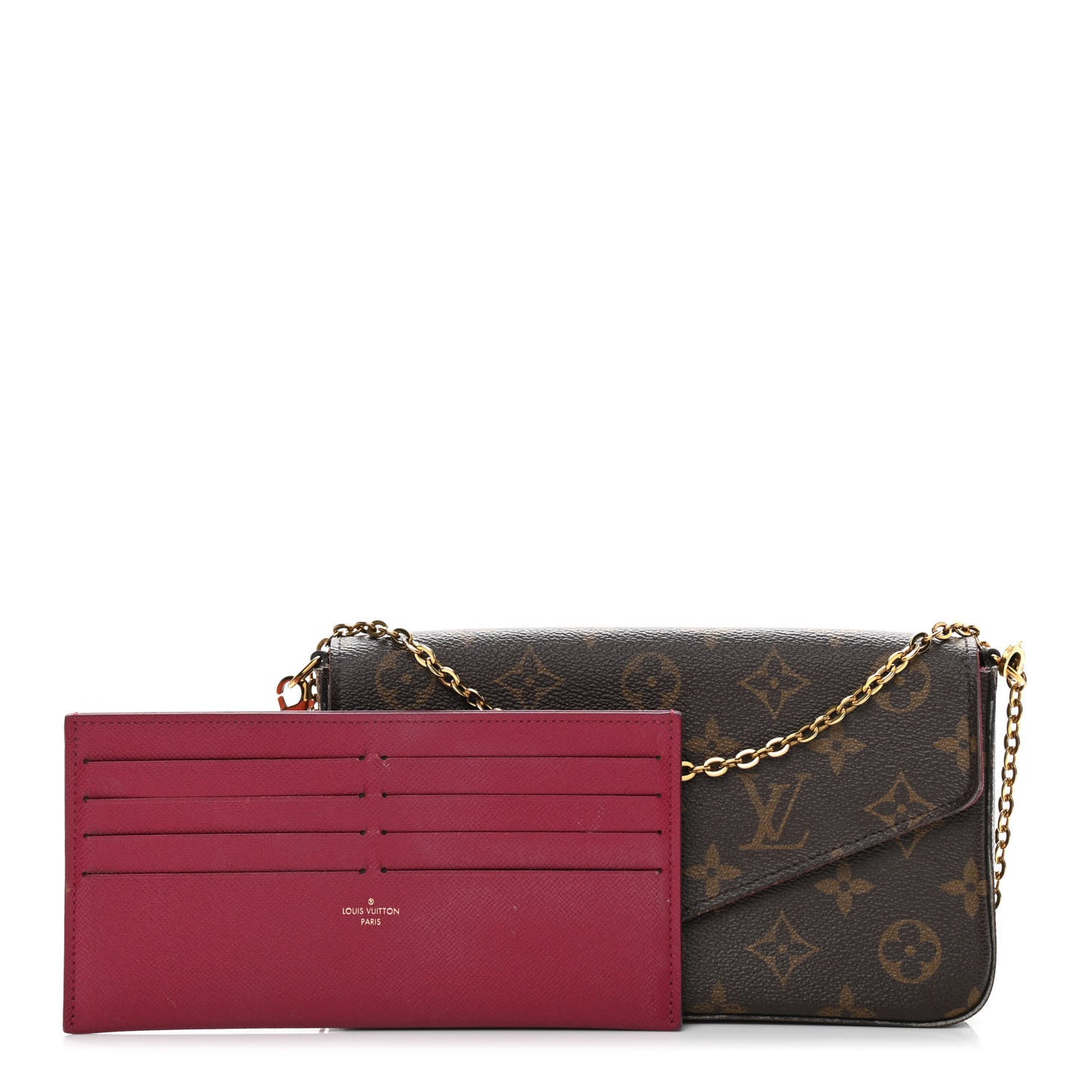 Monogram Pochette Felicie Chain Wallet Fuchsia