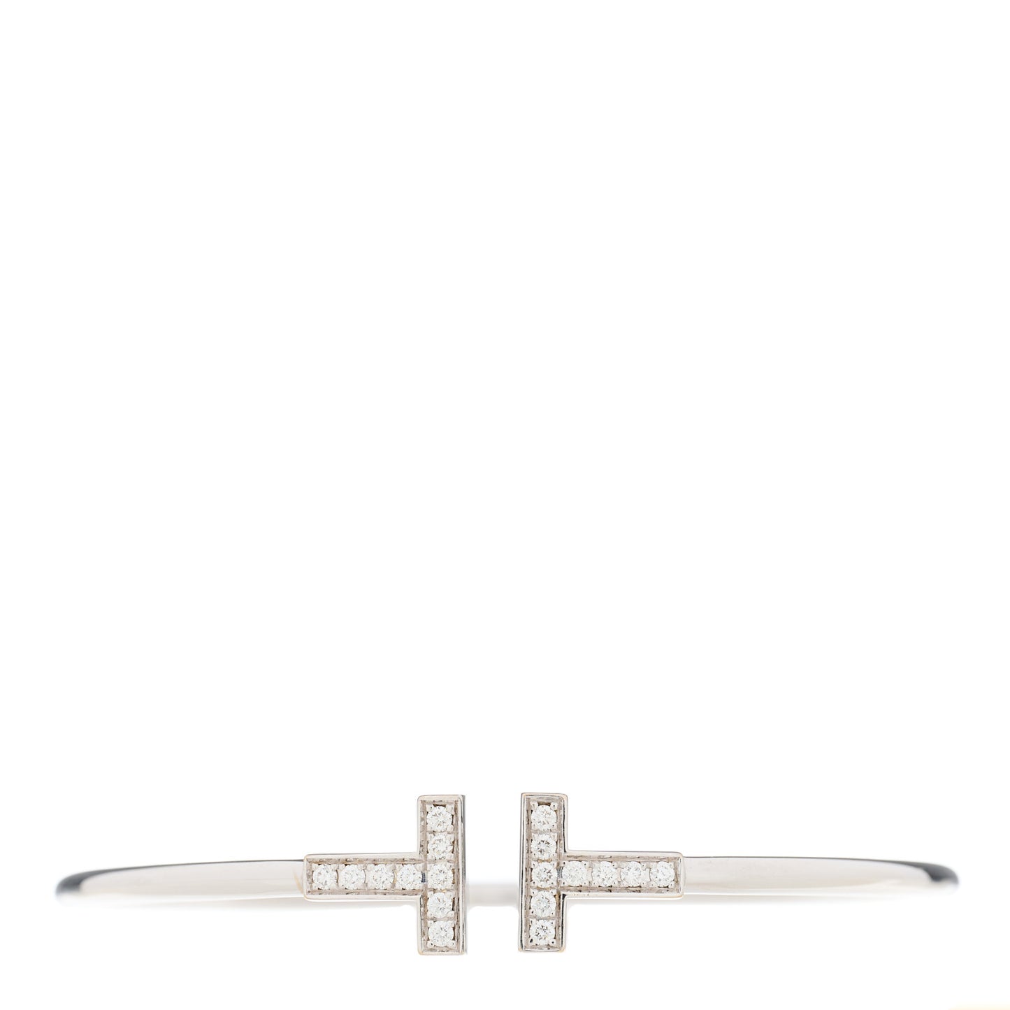 18K White Gold Diamond T Wire Bracelet